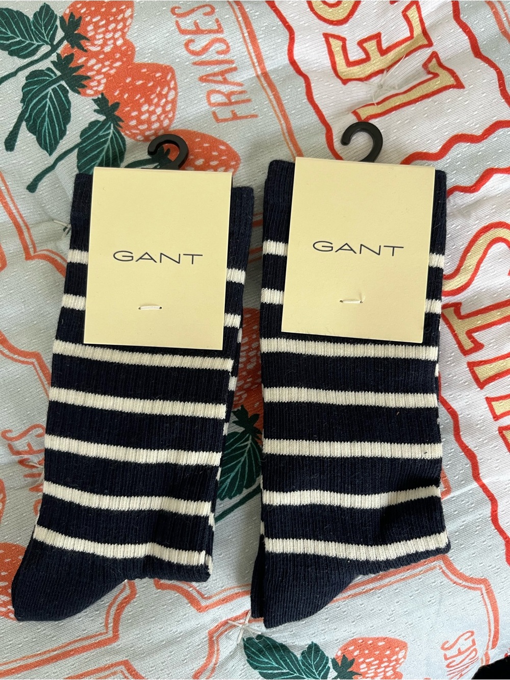 NWT Gant Evening Blue & White Breton Stripe Rib Trouser Socks 2 pairs